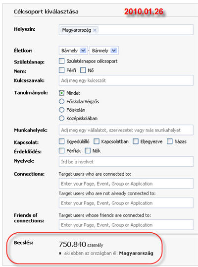 Forrás: http://www.facebook.com/ads/create/