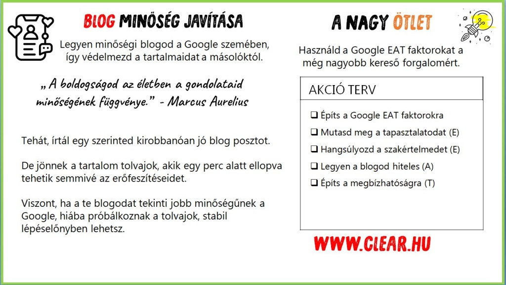 Blog minőség javítása Google EAT faktorokkal